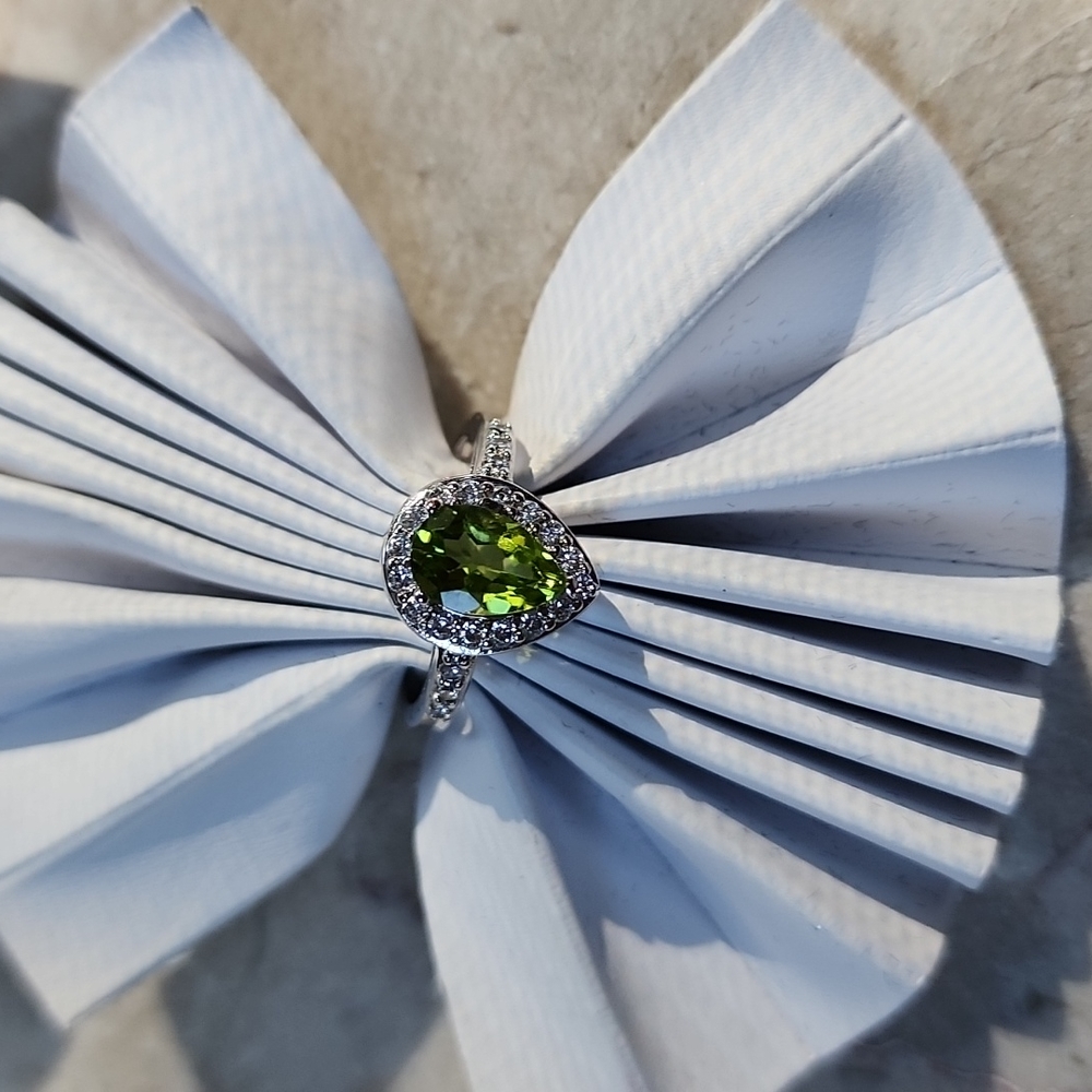 Peridot and CZ ring